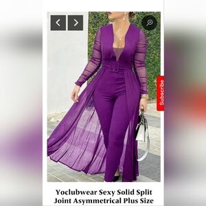 Longsleeve Mesh Jumpsuit Magenta